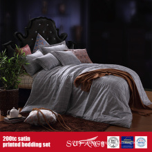 100%Cotton 200TC Satin Printed Bedding Set Hotel Linens Suppliers